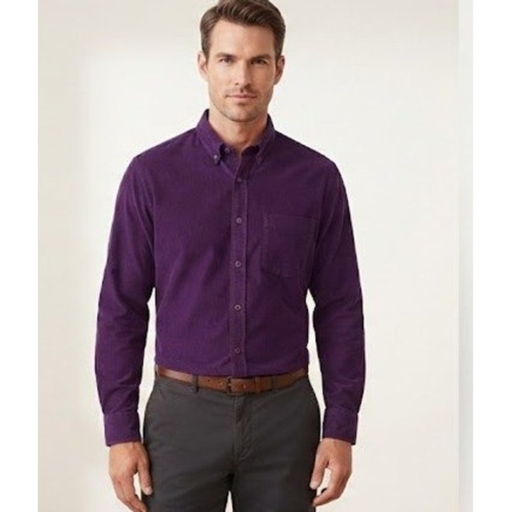 John Ashford Mens XL Purple Button-Up CorduroyVintage Button Down